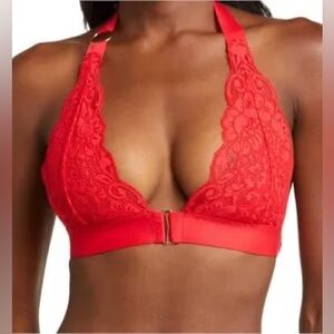 Free People Groupie Bralette Siren NWT Lace Halter Plunge Front Closure Intimate